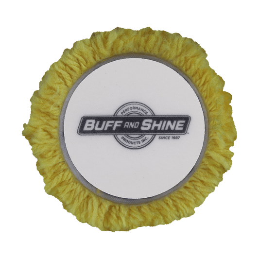 301GY - 3" Yellow Wool Blend (4 Ply Twist) Grip Wool Pad - Polishing