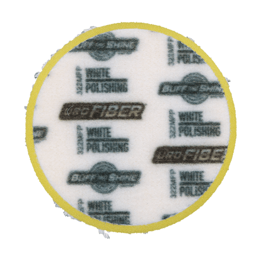 322MFP - 3" URO Fiber® Microfiber Pad (White Fibers) Dark Yellow Foam Interface (Edge Bevel) - Polishing