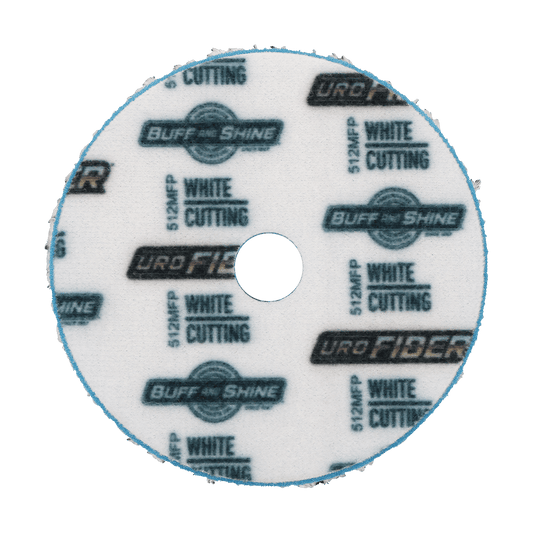 512MFP - 5" URO Fiber® Microfiber Pad (White Fibers) Light Blue Foam Interface (Edge Bevel) - Cutting
