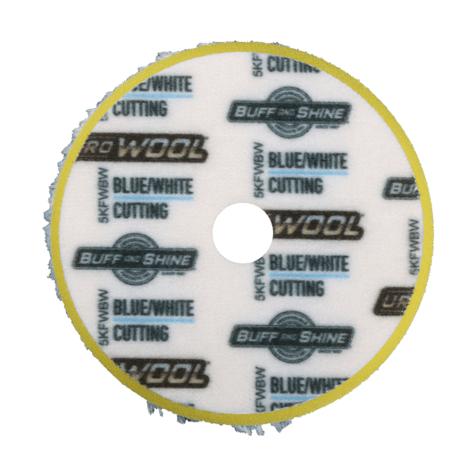 5KFWBW - 5" Blue/White 100% Knitted Wool (Edge Bevel) URO Wool® Pad - Cutting