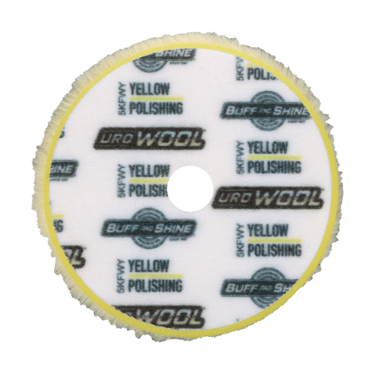 5KFWY - 5" Yellow Knitted Wool (Edge Bevel) URO Wool® Pad - Polishing