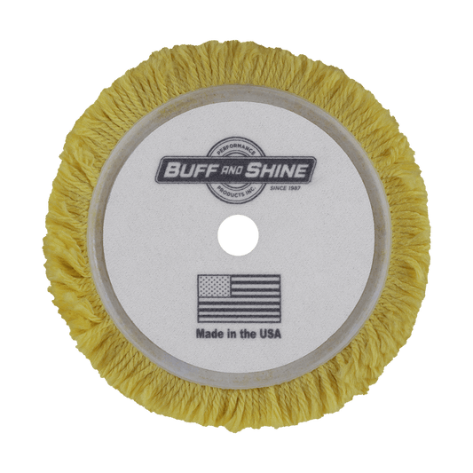 601GY - 6" Yellow Wool Blend (4 Ply Twist) Grip Wool Pad - Polishing