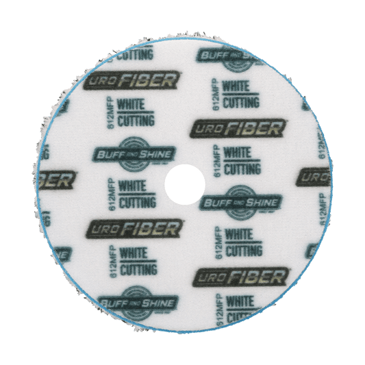612MFP - 6" URO Fiber® Microfiber Pad (White Fibers) Light Blue Foam Interface (Edge Bevel) - Cutting