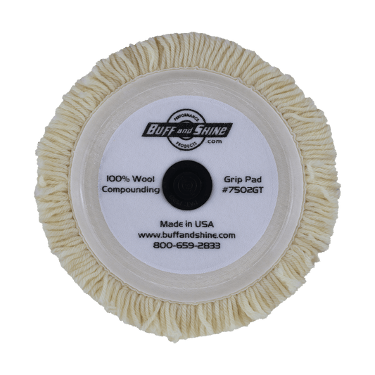 7502GT - 7.5" 100% Natural Wool (4 Ply Twist) Grip Wool Pad with Center Tee - Cutting