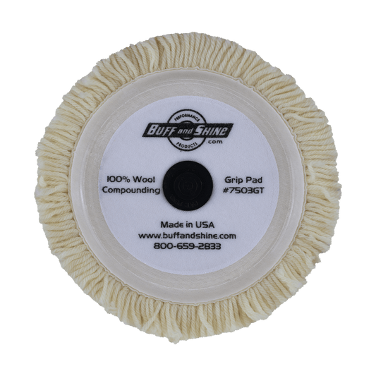 7503GT - 7.5" 100% Natural Wool (4 Ply Twist) Grip Wool Pad with Center Tee - Cutting