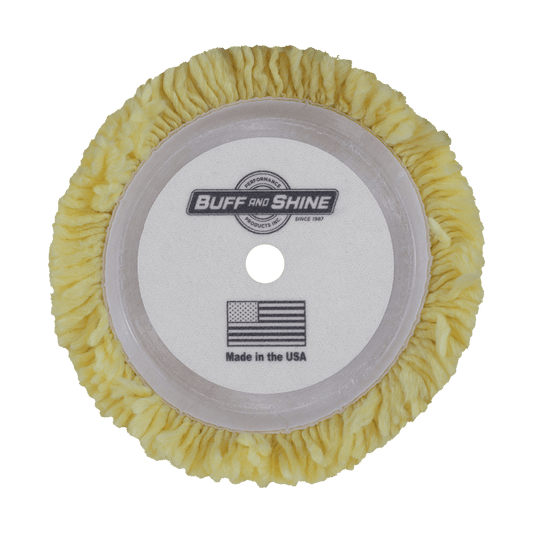 7503GYS - 7.5" Yellow Wool Blend (Single Ply) Grip Wool Pad - Soft Polishing