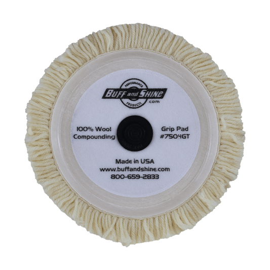 7504GT - 7.5" 100% Natural Wool (4 Ply Twist) Grip Wool Pad with Center Tee - Cutting