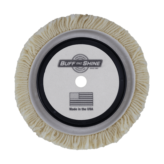 752R - 7.5" 100% Natural Wool (4 Ply Twist) Grip Wool Pad with Center Ring - Cutting