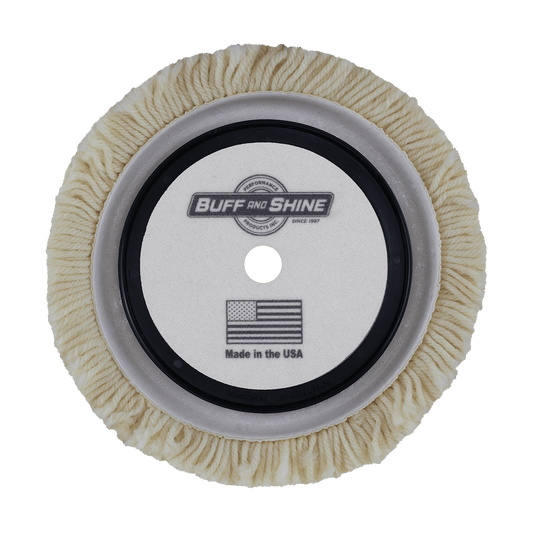 753R - 7.5" 100% Natural Wool (4 Ply Twist) Grip Wool Pad with Center Ring - Cutting