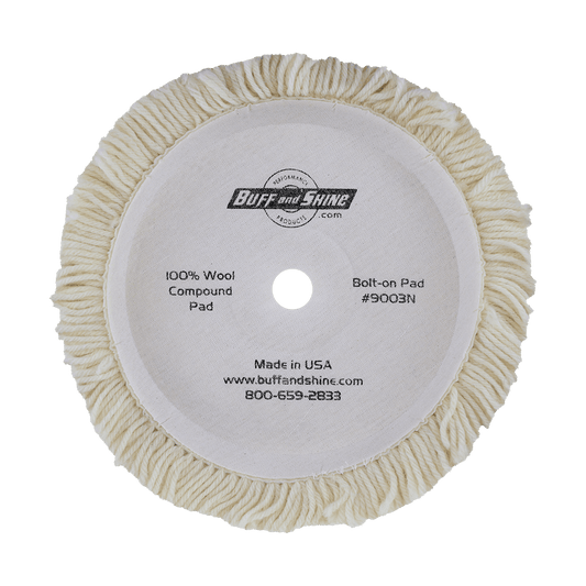 9003N - 9" 100% Natural Wool (4 Ply Twist) Bolt-On Wool Pad - Cutting