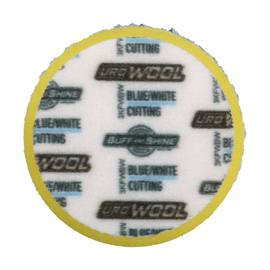 3KFWBW - 3" Blue/White 100% Knitted Wool (Edge Bevel) URO Wool® Pad - Cutting