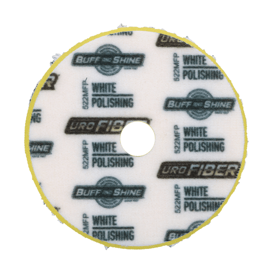 522MFP - 5" URO Fiber® Microfiber Pad (White Fibers) Dark Yellow Foam Interface (Edge Bevel) - Polishing