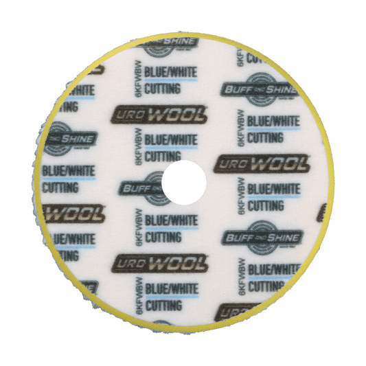 6KFWBW - 6" Blue/White 100% Knitted Wool (Edge Bevel) URO Wool® Pad - Cutting