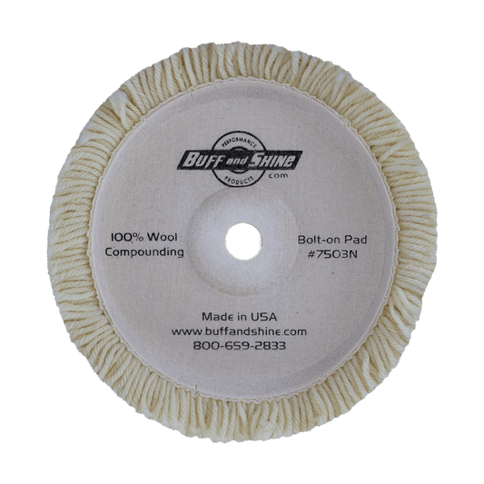 7503N - 7.5" 100% Natural Wool (4 Ply Twist) Bolt-On Wool Pad - Cutting