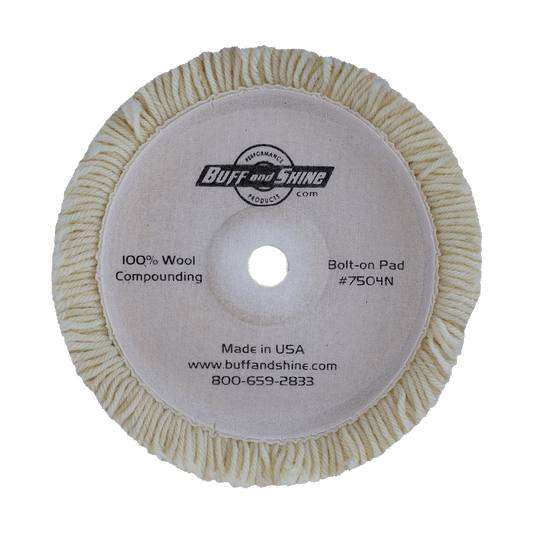 7504N - 7.5" 100% Natural Wool (4 Ply Twist) Bolt-On Wool Pad - Cutting