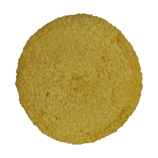 753RY - 7.5" Yellow Wool Blend (4 Ply Twist) Grip Wool Pad with Center Ring - Polishing