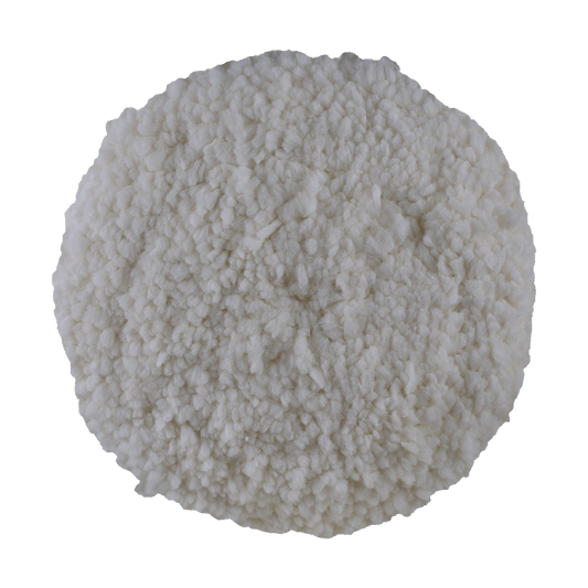803NS - 8" White Wool Blend (Single Ply) Double Sided Wool Pad - Light Cutting