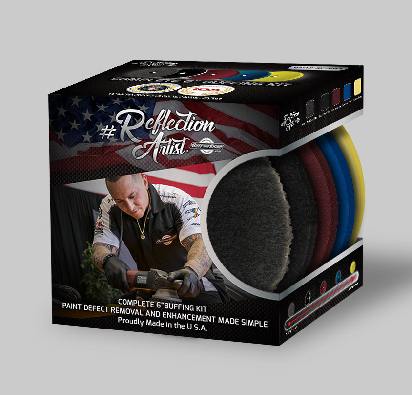The Rag Company - Buff and Shine Reflection Artist Complete 5 Buffing Kit - Combination of Five Pads, URO Line, Easy to Use Combo