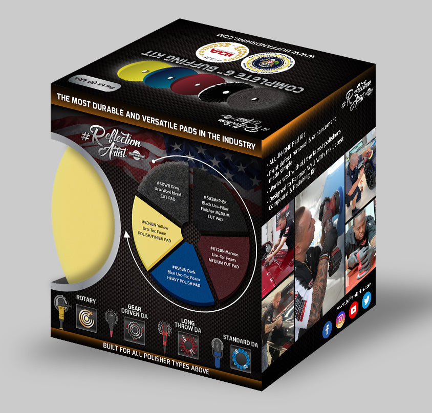 The Rag Company - Buff and Shine Reflection Artist Complete 5 Buffing Kit - Combination of Five Pads, URO Line, Easy to Use Combo